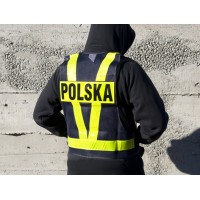 Розпродаж BIKETEC Безпечний жилет сітчастий зі світловідбиваючими смугами, на липучках, з написом POLSKA на спині, знімний, розмір S