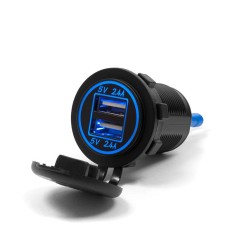 BIKETEC мотоциклетна подвійна розетка з підсвіткою монтаж на плоску поверхню (обтікач, куфер) або на кермо — потрібен адаптер BTMUS28