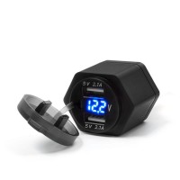 Мотоциклетна розетка BIKETEC MUS42 DIN ISO 4165 BMW і Triumph USB і вольтметр - монтаж на кермо