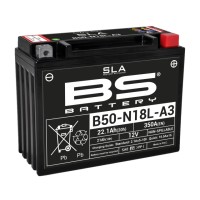 Акумулятор BS B50-N18L-A3 (Y50-N18L-A3) 12V 20AH 205X90X162 обслуговується - електроліт окремо 250A (2) UE2019/1148