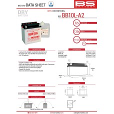 Акумулятор BS BB10L-A2 (YB10L-A2) 12V 11AH 136X91X146 обслуговується - електроліт окремо (160A) (4) UE2019/1148