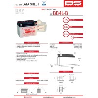 Акумулятор BS BB4L-B (YB4L-B) 12V 4AH 121X71X93 обслуговується - електроліт окремо (56A) (8) UE2019/1148