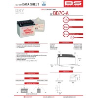 BS АКУМУЛЯТОР BB7C-A (YB7C-A) 130X90X114 ОБСЛУГОВУВАНИЙ - ЕЛЕКТРОЛІТ ОКРЕМО (85A) (6) UE2019/1148