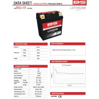 Літій-іонний акумулятор BS з індикатором заряду LiFePO4 BSLI-01 (92x52x90) (140A, 24Wh, 2Ah) - аналог OEM KTM, Husqvarna (20)