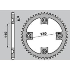 Розпродаж GROSSKOPF задня алюмінієва зірка T7075 (ERGAL) сріблястого кольору 4306 49 HONDA CR80/85 '85-'07 (ланцюг 420)