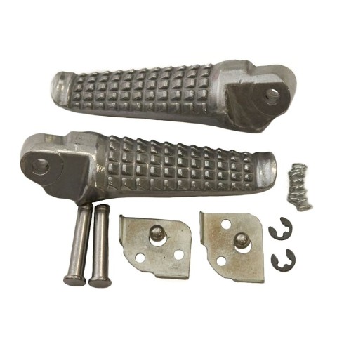 BIKETEC PARTS Комплект підніжок пасажира з кріпленнями для Suzuki GSXR 600/750 '96-05, GSXR 1000 '01-04, сріблястий колір