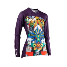 Жіноча велосипедна футболка LEATT MTB GRAVITY 4.0 JERSEY AREA 51, фіолетова, розмір XS