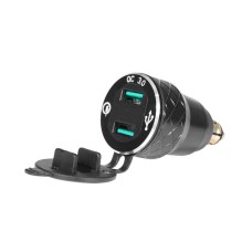 BIKETEC МОТОЦИКЛЕТНА ПОДВІЙНА USB QC 3.0 - 36 ВТ DIN QUICK CHARGE З ВОЛЬТМЕТРОМ BMW / TRIUMPH