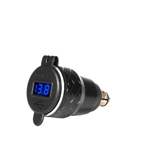 BIKETEC МОТОЦИКЛЕТНА ПОДВІЙНА USB QC 3.0 - 36 ВТ DIN QUICK CHARGE З ВОЛЬТМЕТРОМ BMW / TRIUMPH