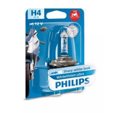 Розпродаж PHILIPS Мотоциклетна лампа H4 12V 60/55 P43T WHITE VISION ULTRA MOTO (Ефект інтенсивного білого світла - Стійка до вібрацій - Гомологація)