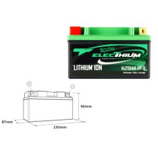 Літій-іонний акумулятор ELECTHIUM з індикатором заряду HJTX14H-FP-S (150x87x90) (YTX14-BS, YTX14H-BS, HVT-8) (вага 1,1 кг)