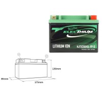 Літій-іонний акумулятор ELECTHIUM з індикатором заряду HJTX20(H)L-FP-S (175X85X130) (YTX20HL-BS, YTX24HL-BS, YTX20L-BS) (ВАГА 1,7КГ)