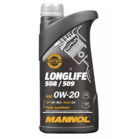 MANNOL МОТОРНА ОЛИВА ДЛЯ АВТО 0W20 LONGLIFE 508/509 1 ЛІТР (7722) (СИНТЕТИЧНА)