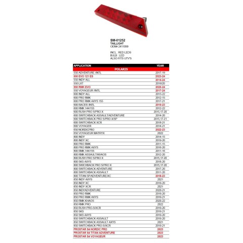 SPI SNOW ЗАДНЯ ФАРА POLARIS (СНІГОХІД)