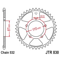 JT Задня зірка алюмінієва 7075-T6 (ERGAL) 4675 42 KTM 200 DUKE/RC '15-'20 Колір помаранчевий - замовити