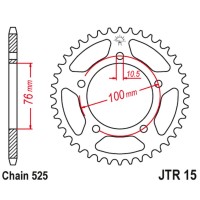 JT задня зірка 4456 46 BENELLI IMPERIALE 400 '18-'21, LEONCIO 800 '22-'23, BN 600 GT '16-'17, BN 600 R '14-'17 (445646JT) (ланцюг 525) (OEM: 60002P250000)