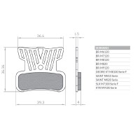 Гальмівні колодки Brenta Bike органічні Sport з радіатором MTB / шосе / електро підходять до Shimano XTR BR-M9120, XT BR-M8020, Saint BR-M820, Saint BR-M810, Zee BR-M640, BR-MT520, Tektro (акція)