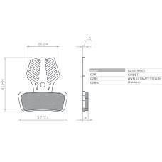 Гальмівні колодки Brenta Bike органічні Sport з радіатором для Avid XO Trail, Elixir 9 Trail, Elixir 7 Trail, Sram Guide Ultimate, RSC, RS, R, T