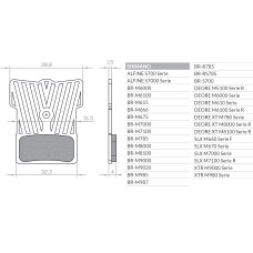 Гальмівні колодки Brenta Bike органічні Sport з радіатором для Shimano XTR BR-M9000, BR-M9020, BR-M987, BR-M988, BR-M985, XT BR-M8000, BR-M785, SLX BR-M7000, Deore BR-M615