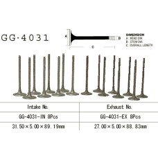 VESRAH Випускний клапан Kawasaki ZRX 1100/1200 (OEM: 12005-1148) (1шт.) (MADE IN JAPAN)