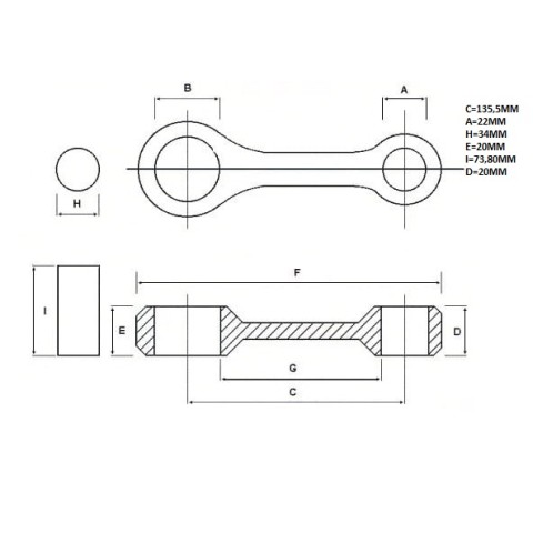 Шатун PROMX MT Yamaha XT 600 '83-'89, стара модель, палець 34 мм XT600