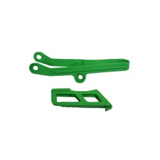 Комплект ковзної накладки та направляючої ланцюга UFO для Kawasaki KXF 450 '24, зелений колір (KA04767026, KA04766026)