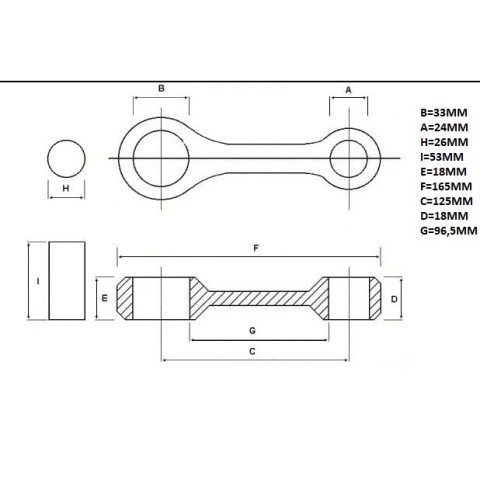 Шатун NAMURA SEA DOO CHALLENGER 720 98-01, EXPLORER 720 97-02, GS 720 97-01, GSI 720 '97, GTI 720 96-05, GTI LE 720 02-04, SPEEDSTER 720 96-99, SPORTSER 720 96-00, SPORTSER 1800 720 98-99, SPORTSER LT 720 '02 (гідроцикл) (палець 53X26MM)