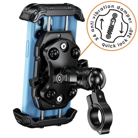 Антивібраційний мотоциклетний тримач для телефону BIKETEC QUICK LOCK, монтаж на кермо, тип: R22
