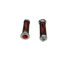 Гумові ручки Chopper з полум'ям + хромовані наконечники з черепом