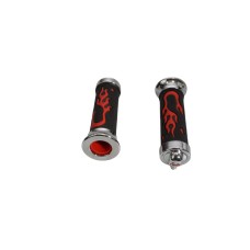 Гумові ручки Chopper з полум'ям + хромовані наконечники з черепом