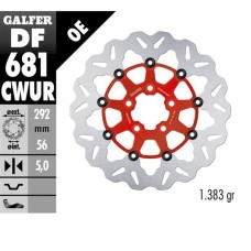 GALFER ГАЛЬМІВНИЙ ДИСК ПЕРЕДНІЙ / ЗАДНІЙ HARLEY-DAVIDSON (292X56X5) (WAVE) ПЛАВАЮЧИЙ ЧЕРВОНИЙ КОЛІР