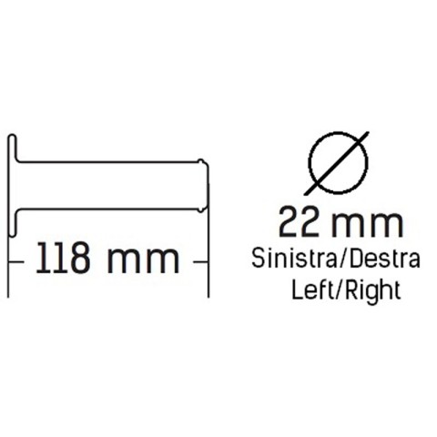 Грипси DOMINO (манетки) скутер Piaggio стиль Vespa 50H (22+22мм, довжина 118мм) без отвору, колір чорний