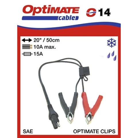 OPTIMATE кабель з крокодилами і запобіжником 15A для зарядних пристроїв з роз'ємом SAE (довжина 50 см) (SAE-74) (EL)