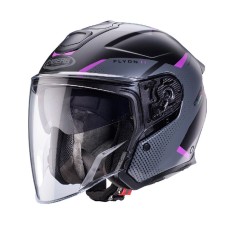 АКЦІЯ CABERG ВІДКРИТИЙ ШОЛОМ JET FLYON II BOSS КОЛІР ЧОРНИЙ МАТ/СІРИЙ/ФУКСІЯ (ЯСКРАВИЙ ВІДТІНОК РОЖЕВОГО) РОЗМІР XS