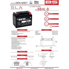 Акумулятор BS BB4L-B (FA) (YB4L-B) 12V 4AH 120X70X92 необслуговуваний - залитий (50A) (8)