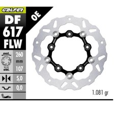 GALFER ЗАДНІЙ ГАЛЬМІВНИЙ ДИСК KTM 890SMT '23-'25 (WAVE FLOATING) (260X107X5MM)