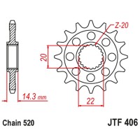 JT Передня зірка з гумою BMW G 310 GS / R '16-'24 (STD. -1) (JTF406,15RB) (ланцюг 520)