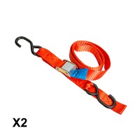 BIKETEC 2 транспортні стяжні ремені 38MM x 2M навантаження до 300KG, 2 ремені, колір червоний
