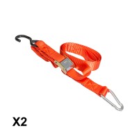 BIKETEC 2 транспортні ремені з гаком 38MM x 2M навантаження до 300KG, 2 ремені, колір червоний
