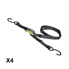 BIKETEC комплект з 4 транспортних ременів 25MM x 2M, навантаження до 200KG, 4 ремені, чорний колір