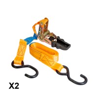 BIKETEC 2 транспортні стяжні ремені 25MM x 3M навантаження до 350KG, 2 ремені, колір помаранчевий