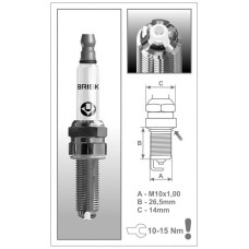 BRISK PREMIUM свічка запалювання COR10LGS KTM SXF/EXCF 250/450 '14-'22, HUSQVARNA FC/FE '14-'22, GASGAS EC/EX '21-22 (перший монтаж - OEM)