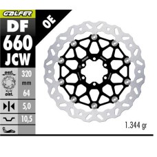 GALFER ПЕРЕДНІЙ ГАЛЬМІВНИЙ ДИСК APRILIA; BENELLI; BIMOTA; CAGIVA; DUCATI; KTM, MOTO GUZZI; YAMAHA (320X64X5) (WAVE FLOATING)