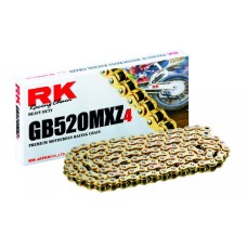 Ланцюг привідний (мотокрос) RK 420MXZ4-120 з замком (CL) у комплекті, колір золотий (об'єм: до 150 см³) (22,2 кН)