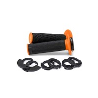 Ручки DOMINO (грипси) для бездоріжжя D-LOCK 2T / 4T (з адаптерами для ручки газу - KTM, HUSQVARNA, GASGAS, HONDA, KAWASAKI, SUZUKI, YAMAHA та інші) колір чорний/помаранчевий