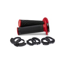 Ручки керма DOMINO (грипси) OFF ROAD D-LOCK 2T / 4T (з адаптерами для ручки газу - KTM, HUSQVARNA, GASGAS, HONDA, KAWASAKI, SUZUKI, YAMAHA та інші) колір чорний/червоний