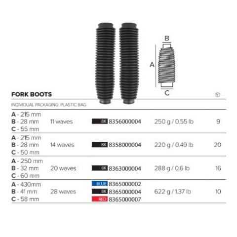 POLISPORT гумові чохли на телескопи 350мм-430мм X41ммX58мм червоні