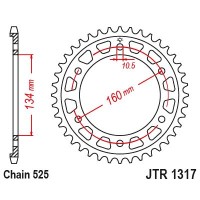 JT Задня зірка 4405 40 HONDA CBR 1000RR 17-23 (SC77), CBR 1000SP 17-19 (JTR1317.40)* (ЛАНЦ. 525)