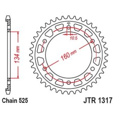 JT Задня зірка 4405 40 HONDA CBR 1000RR 17-23 (SC77), CBR 1000SP 17-19 (JTR1317.40)* (ЛАНЦ. 525)