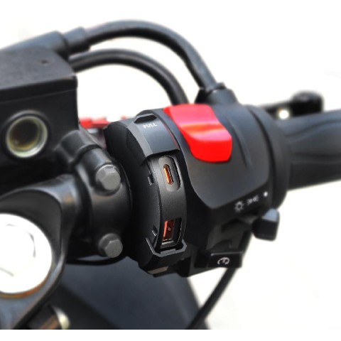 Мотоциклетна подвійна USB розетка BIKETEC QC 3.0 + PD - 48W POWER RING (на кермо)